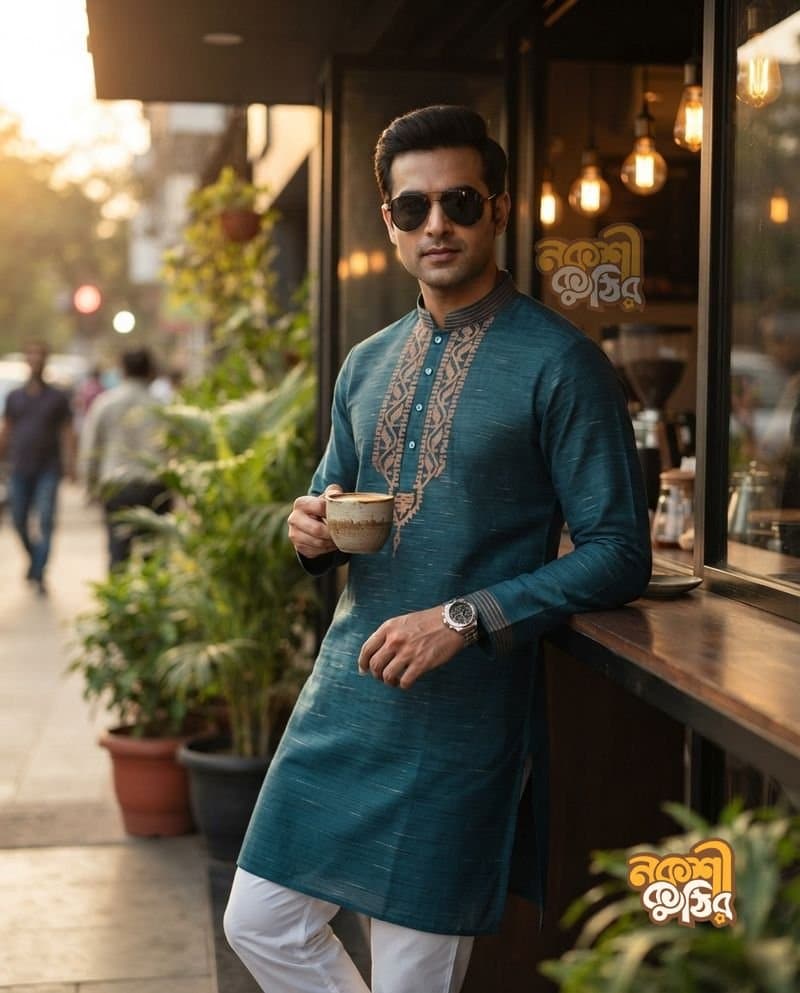 রেগুলার জামদানি পাঞ্জাবি — সি-গ্রিন — গ্যালারি ছবি