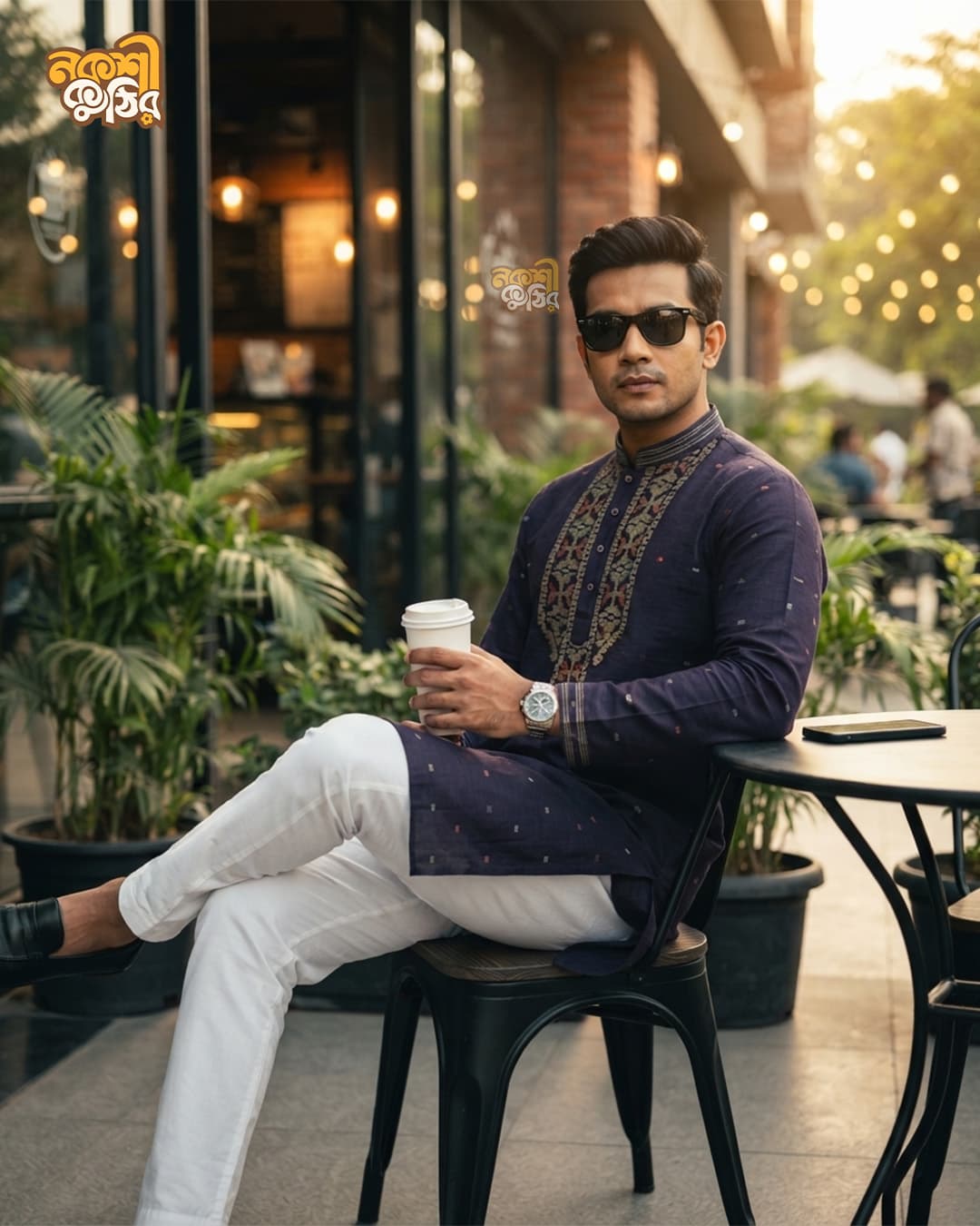 প্রিমিয়াম জামদানি পাঞ্জাবি — ডিপ পার্পল