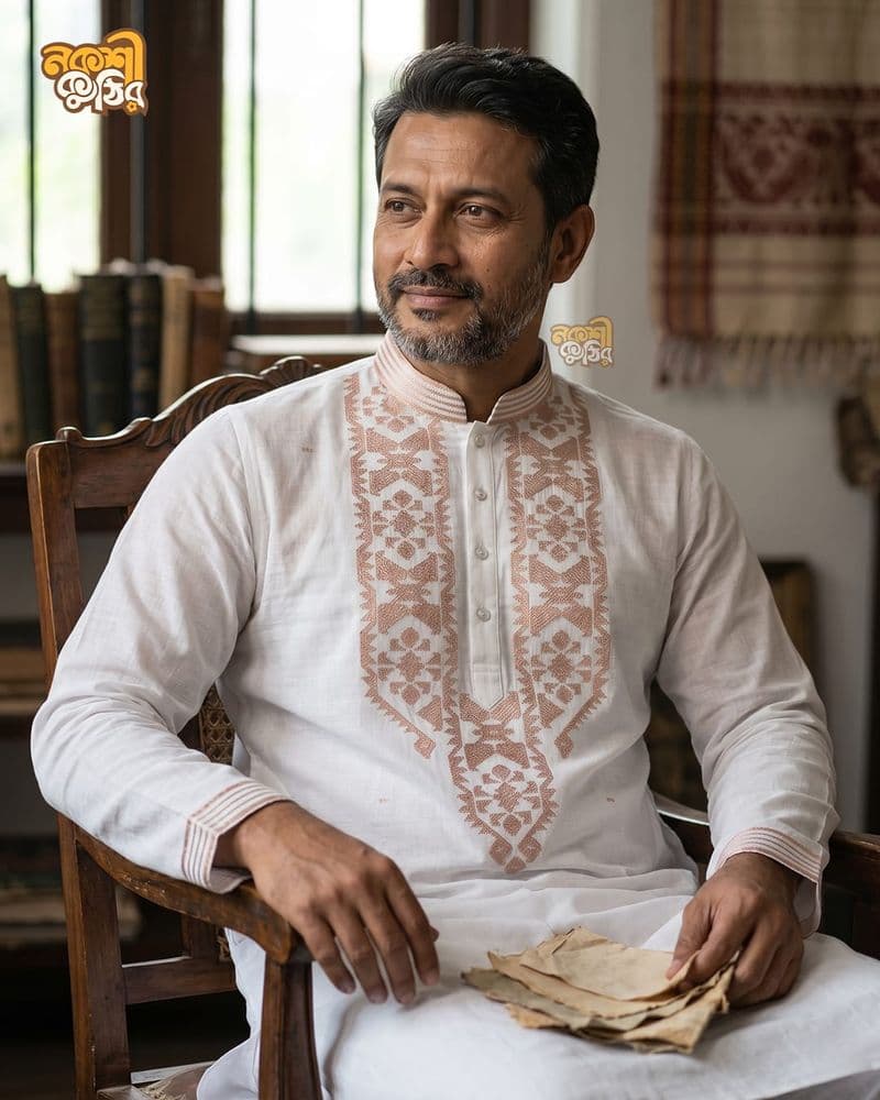 প্রিমিয়াম জামদানি পাঞ্জাবি — সাদা (কপার)