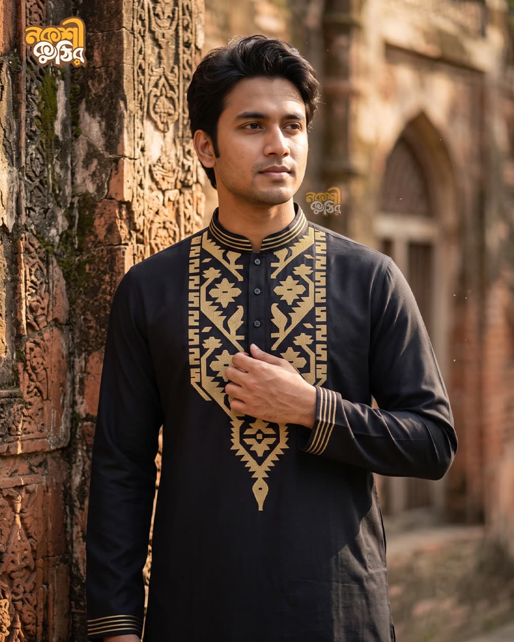 রেগুলার জামদানি পাঞ্জাবি — কালো