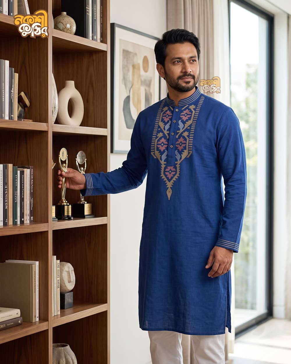 রেগুলার জামদানি পাঞ্জাবি —  ব্লু — গ্যালারি