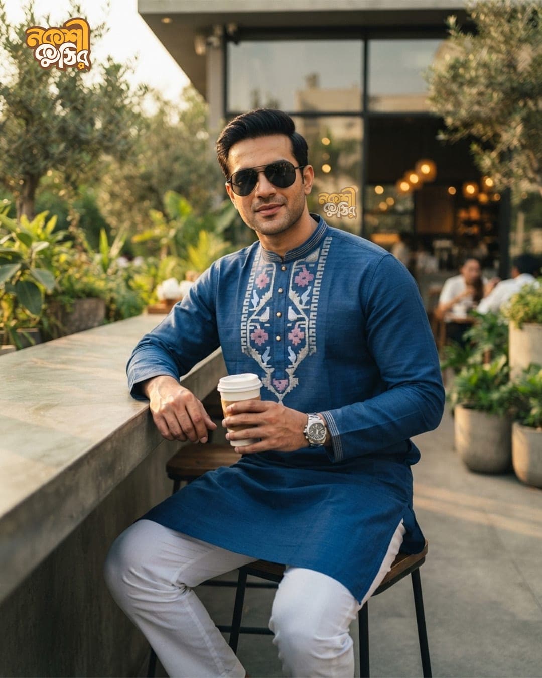 রেগুলার জামদানি পাঞ্জাবি — ইন্ডিগো ব্লু