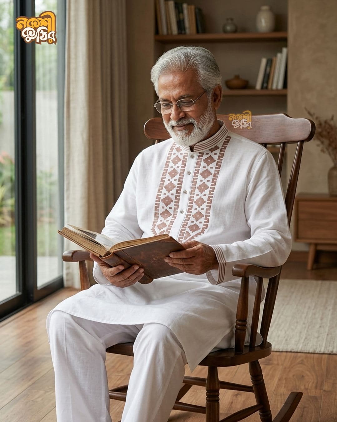 রেগুলার জামদানি পাঞ্জাবি — সাদা (ব্রাউন কারুকাজ) — গ্যালারি
