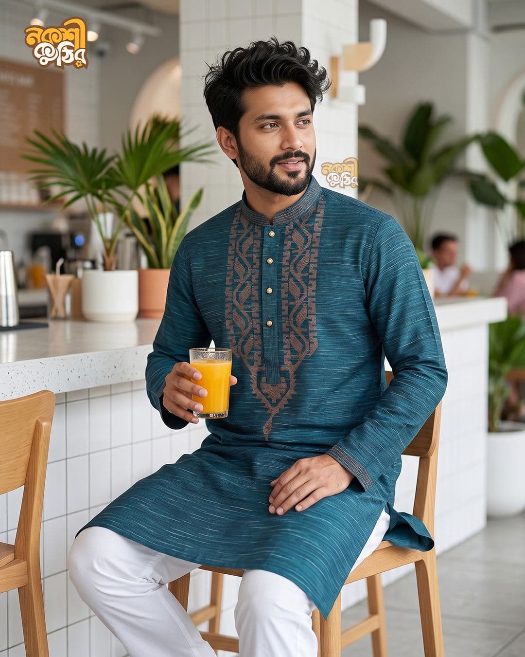 রেগুলার জামদানি পাঞ্জাবি — ময়ূরকণ্ঠী