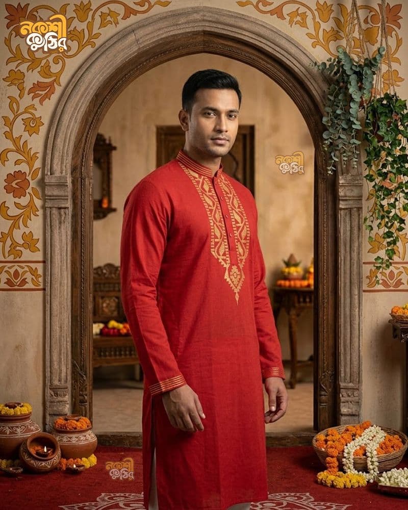 রেগুলার জামদানি পাঞ্জাবি — লাল