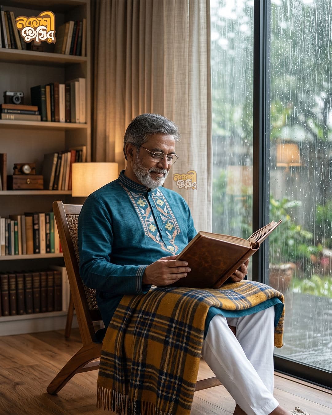 রেগুলার জামদানি পাঞ্জাবি — টিল গ্রিন (মাল্টিকালার)