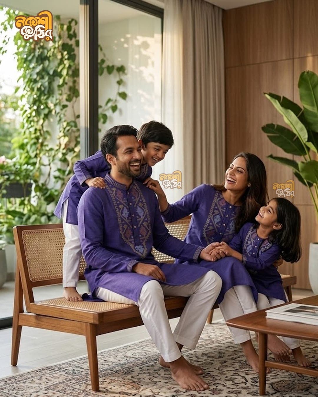 রেগুলার জামদানি ফ্যামিলি কম্বো — বেগুনি