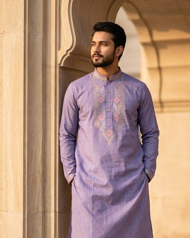 রেগুলার জামদানি পাঞ্জাবি — ল্যাভেন্ডার